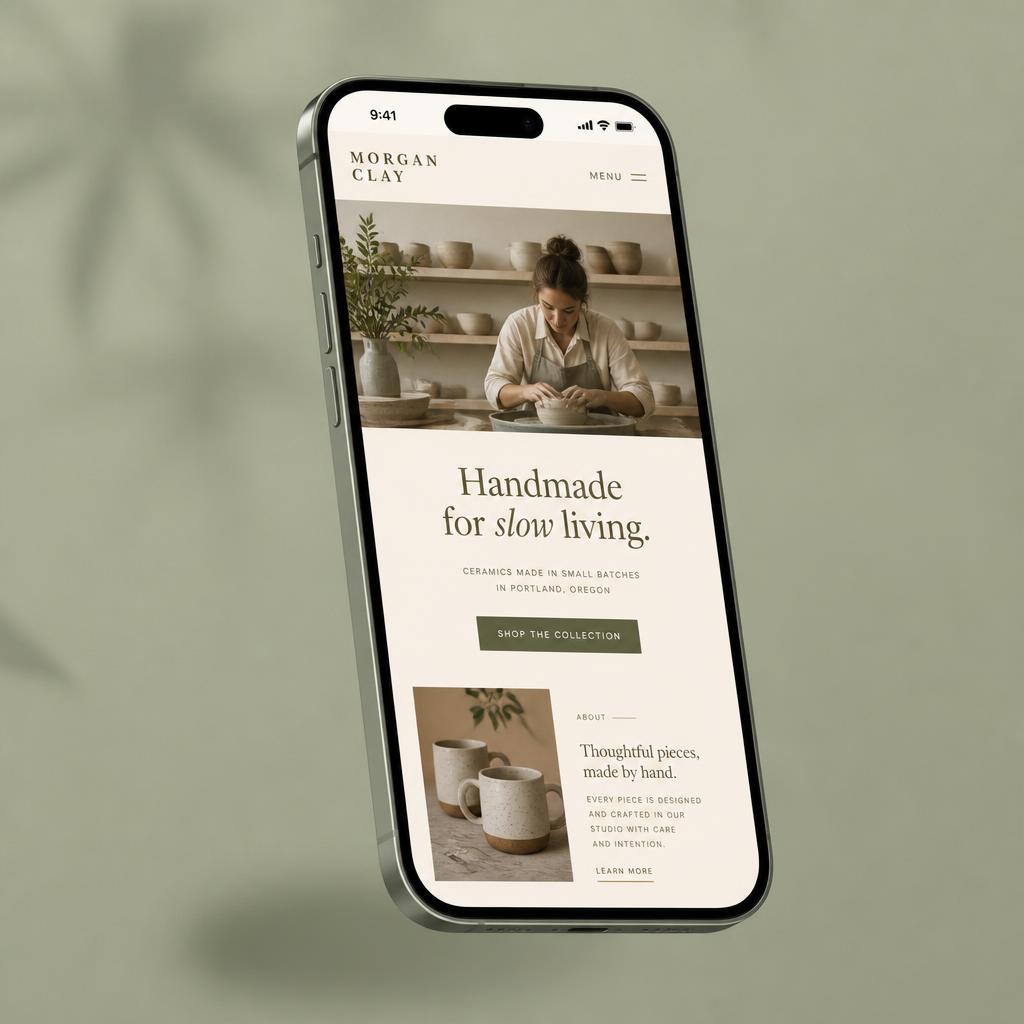 Le site d'un créateur généré depuis ses publications, sur un téléphone